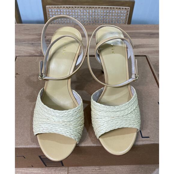 Joie Calan Raffia Ankle-Strap Sandals Natural Tan Leather Size 6 NWOB Comfy Heel - Picture 5 of 12